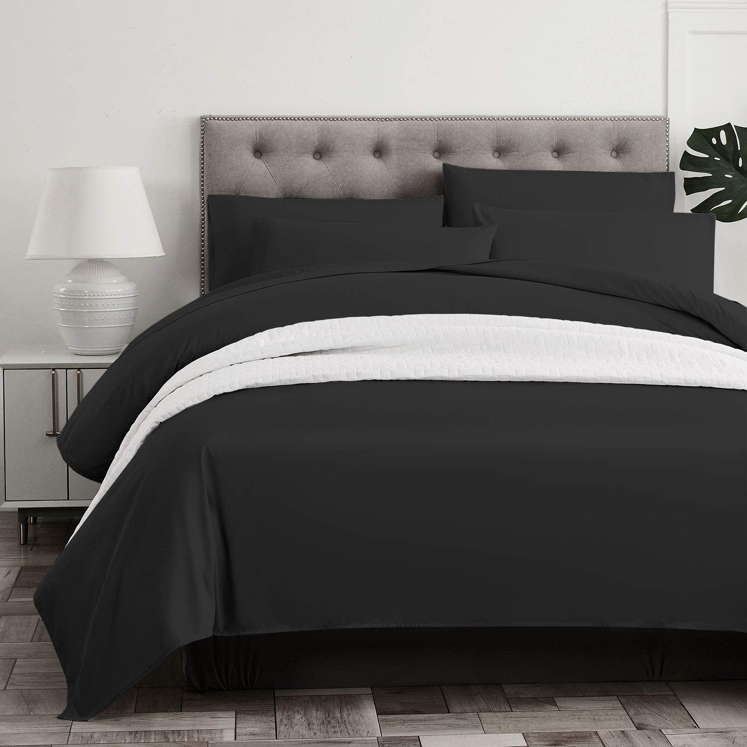 Premium 6-Piece King Size Sheet Set - 100% Oeko-Tex Certified 2000 Series Luxury Soft Bed Sheets in Black | Perfect for Master Bedrooms, Guest Rooms & Hotel Style Comfort