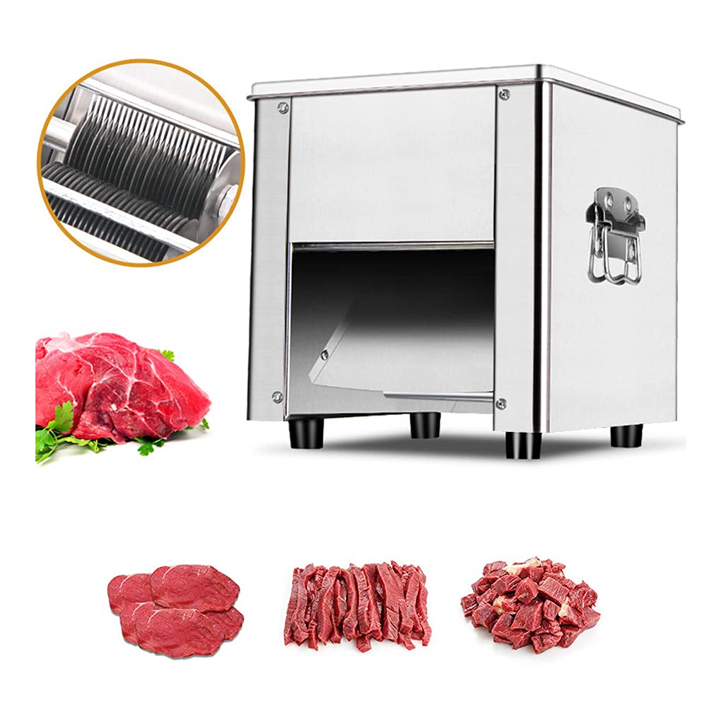INTBUYING Commercial Electric Meat Slicer Machine - 7mm Blade, 850W, 310r/min for Pork, Lamb, Beef - Perfect for Delis, Butcher Shops & Home Kitchens