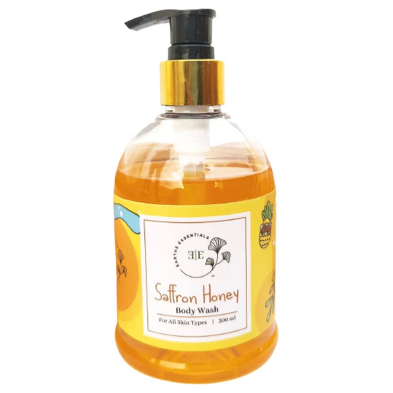 EARTHS ESSENTIALS Saffron Honey Body Wash - 10.1oz (300ml) Natural Moisturizing Shower Gel for Dry Skin | Luxurious Bath & Shower Experience