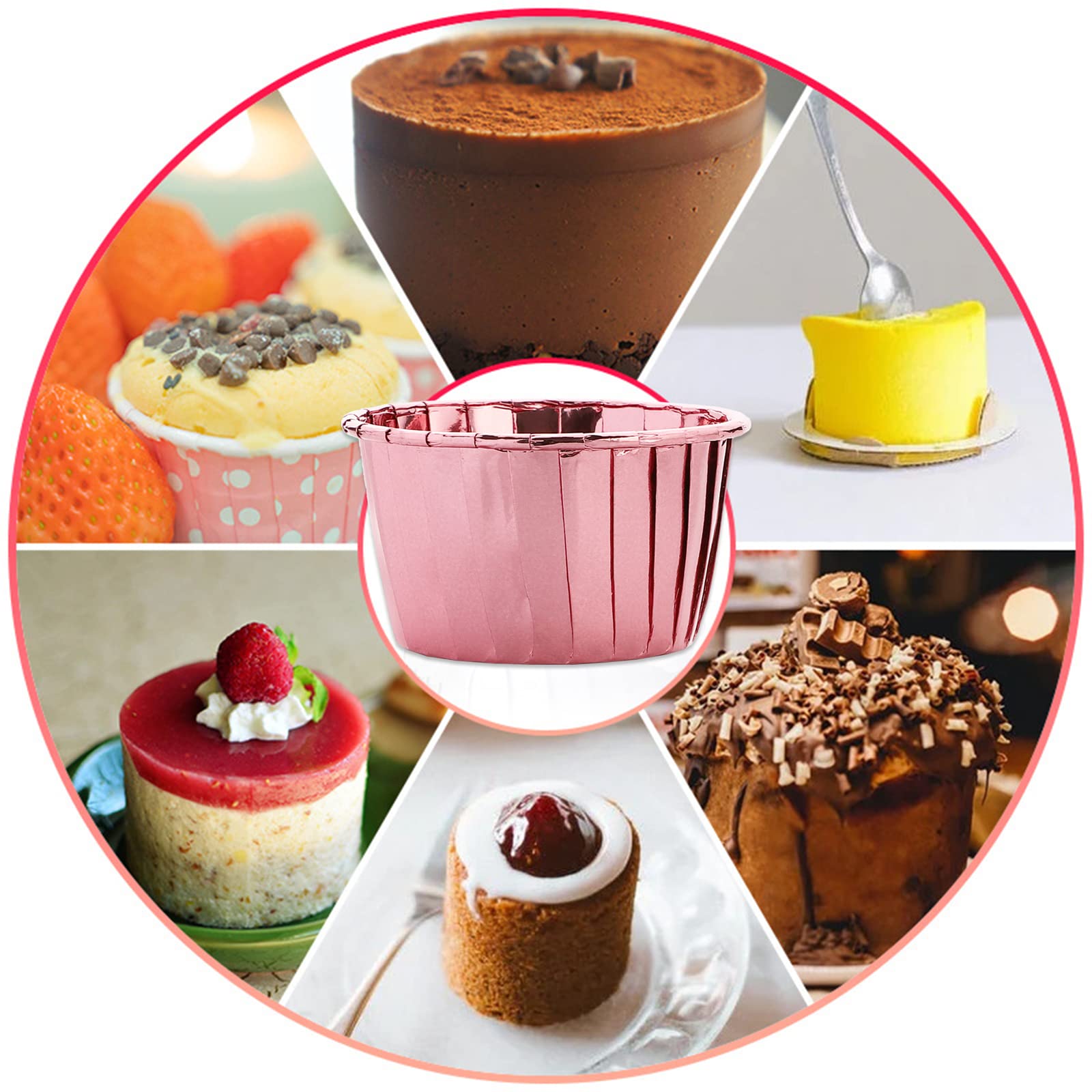 150-Piece Rose Gold Aluminum Cupcake Liners - Premium Baking Cups for Weddings, Birthdays & Baby Showers - Perfect for Party Desserts, Baking Decorations & Special Occasions