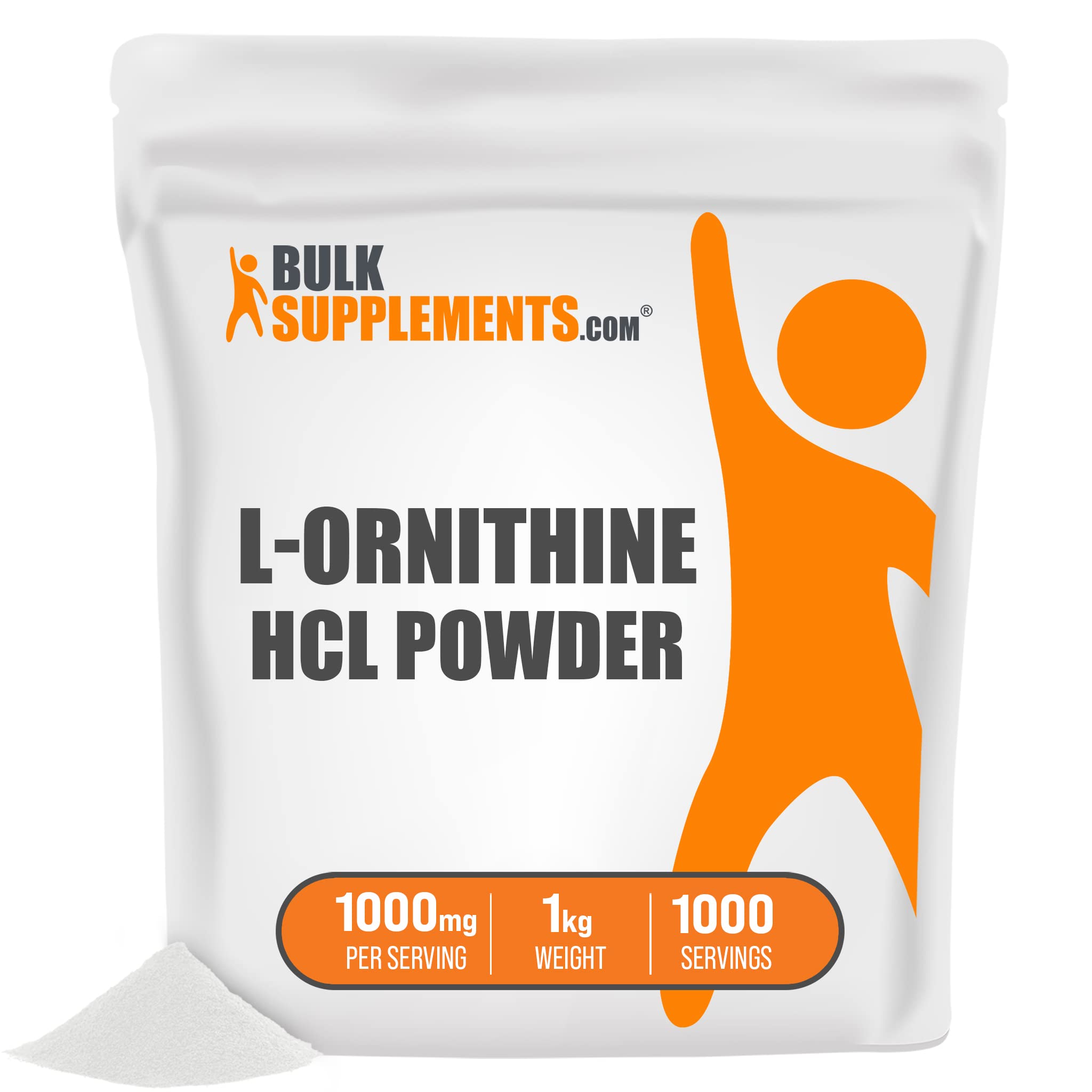 BulkSupplements.com L-Ornithine HCl Powder - 1kg (2.2 lbs) Pure Amino Acid Supplement for Muscle Recovery, Sleep Support & Detox - Vegan, Non-GMO Green Food Powder for Athletes & Fitness Enthusiasts - Use in Smoothies, Shakes or Post-Workout Drinks