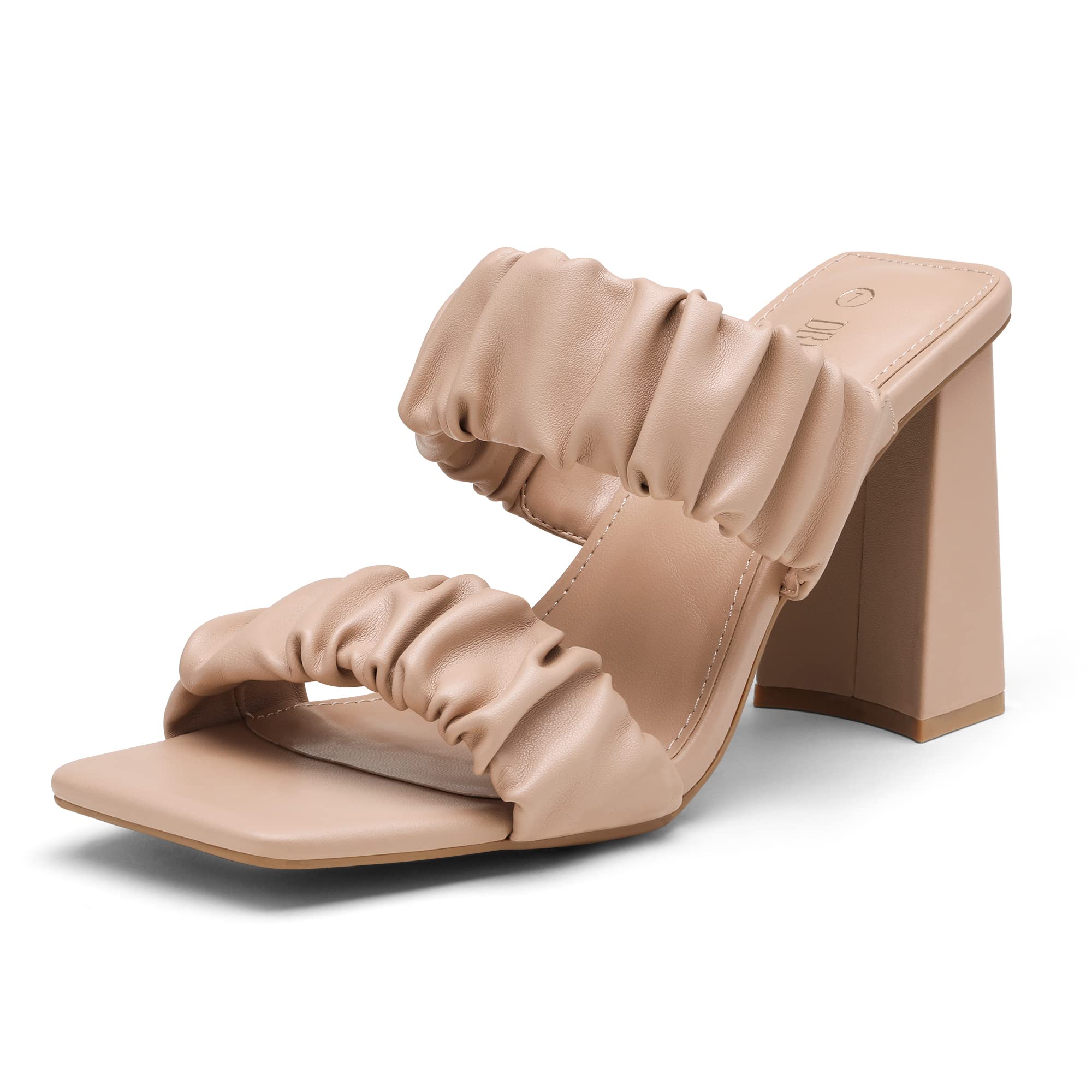 DREAM PAIRS Women's Chunky Block Heels - Square Toe Slip-On Mule Sandals with Strap | Comfortable Open-Toe Pumps for Party, Wedding & Office Wear