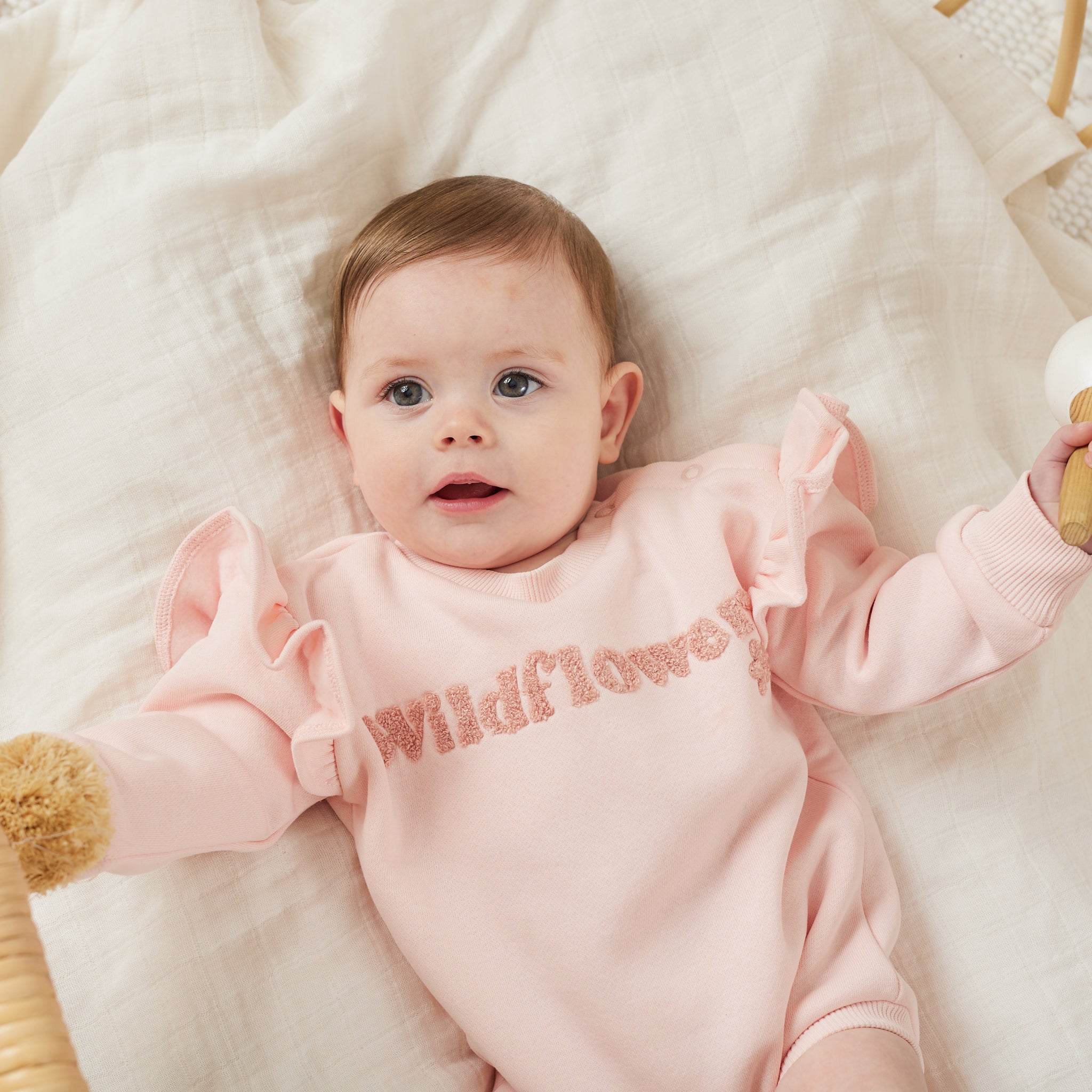 Wildflower Fleece Flutter Romper - Cozy Baby Jumpsuit for Girls | Perfect for Playdates, Photo Shoots & Winter Outfits