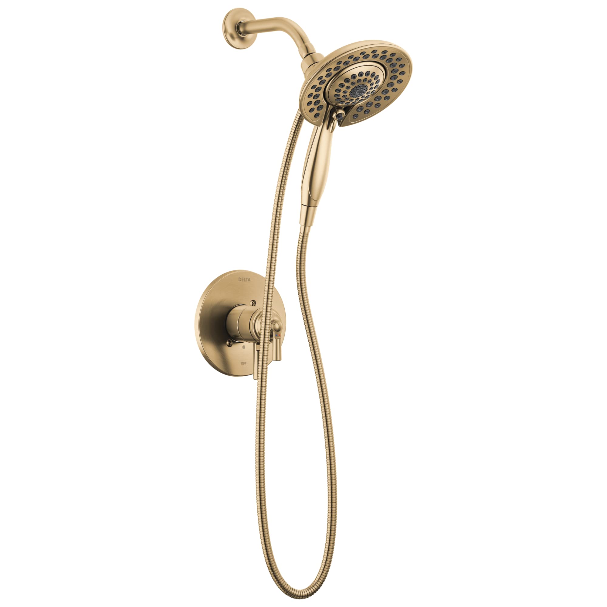 Delta Faucet Saylor 17 Series Gold Shower Valve Trim Kit with In2ition 2-in-1 Shower Head & Handheld Spray - Champagne Bronze T17235-CZ-I (Valve Not Included) - Perfect for Bathroom Renovation & Luxury Spa Experience