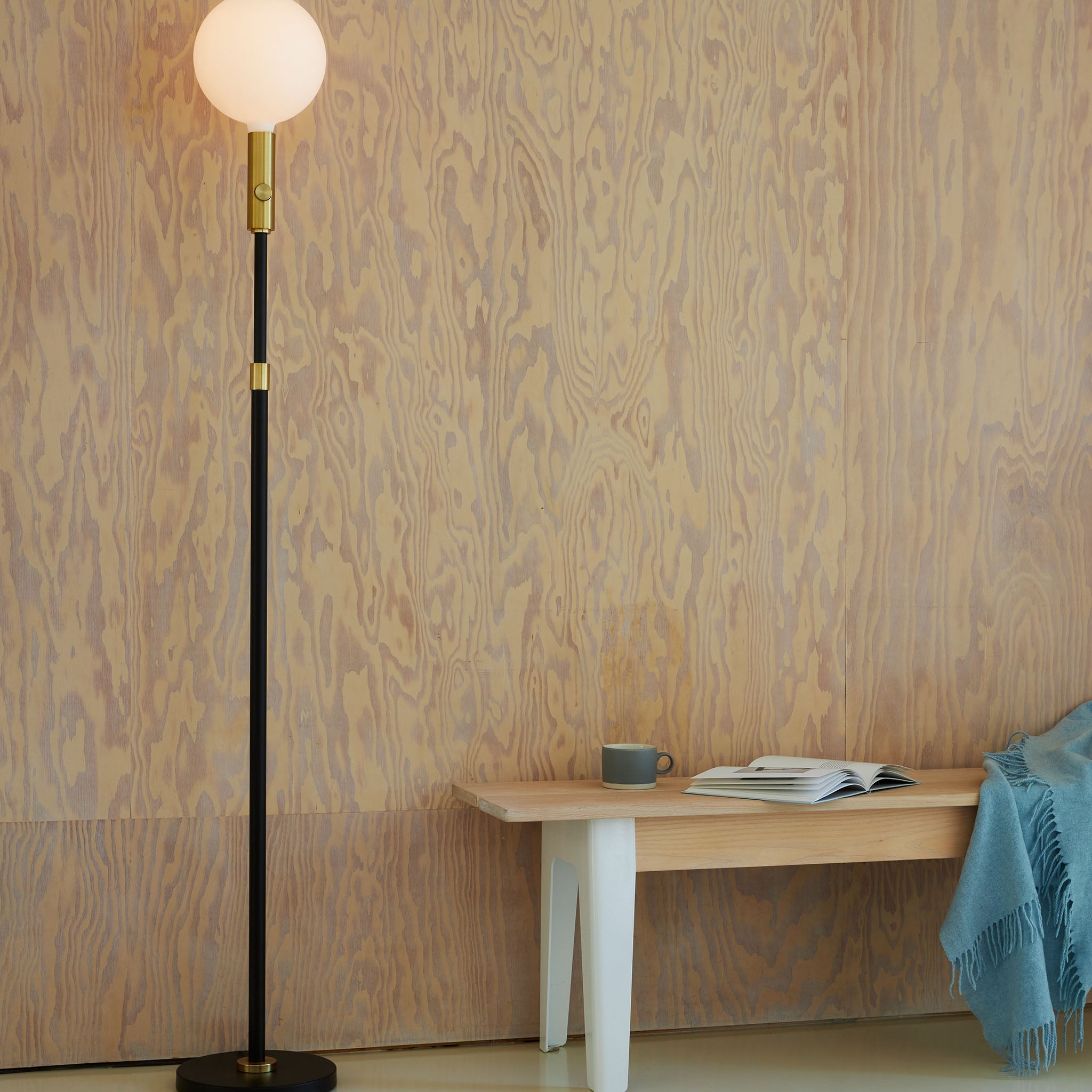 Adjustable Brass Floor Lamp with Sphere Shade - Modern Lighting for Living Room, Bedroom & Office Decor