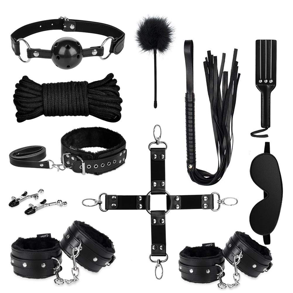 UTIMI 11-Piece BDSM Leather Bondage Restraint Kit for Couples & Women - Soft Bondage Gear for Sensual Play, Spicing Up Relationships & Bedroom Adventures