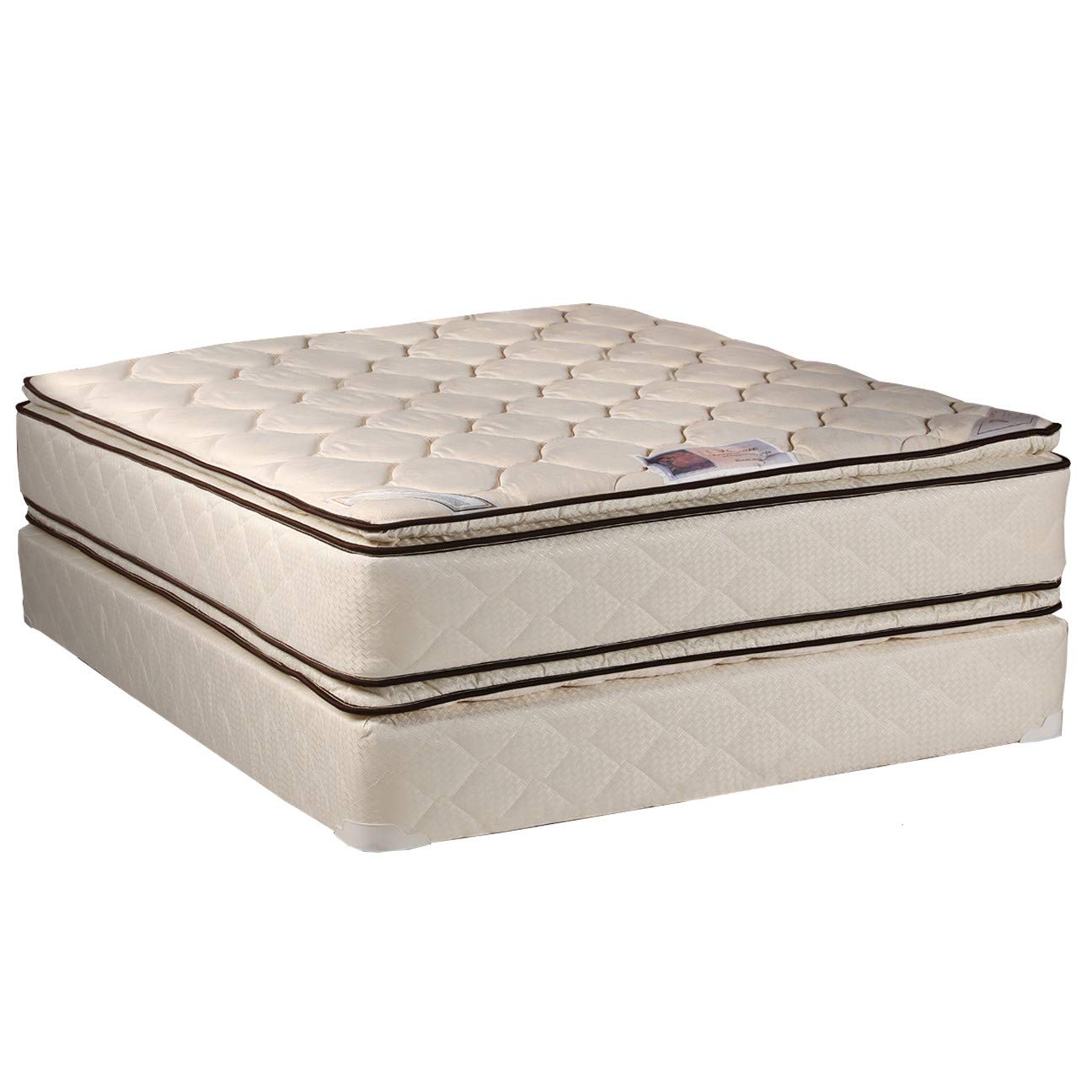 Dream Solutions USA DS USA Coil Comfort Double-Sided PillowTop Mattress Set with Mattress Protector - Orthopedic Support, Innerspring Coil, Fully Assembled, Durable (Full 54