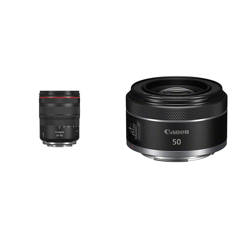 Canon RF 24-105mm F4L IS USM Lens & RF 50mm F1.8 STM Lens Bundle - Professional L-Series Zoom with Fast Aperture for EOS R Cameras | Portrait, Wedding, Travel & Street Photography