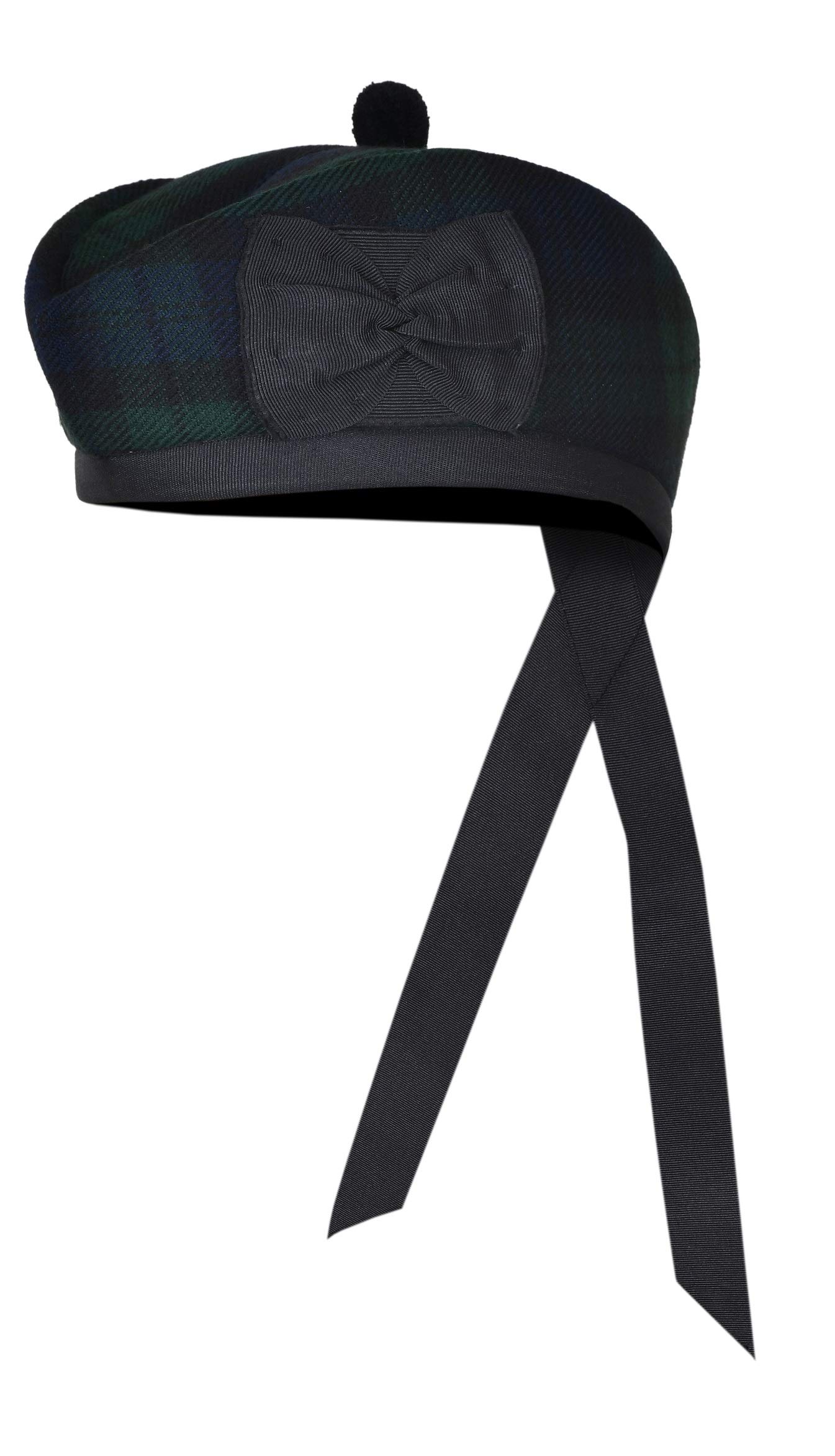 Scottish Glengarry Hat - Traditional Wool Blend Cap with Red Pompom & Side Bow for Men | Perfect for Highland Outfits, Weddings & Celtic Events