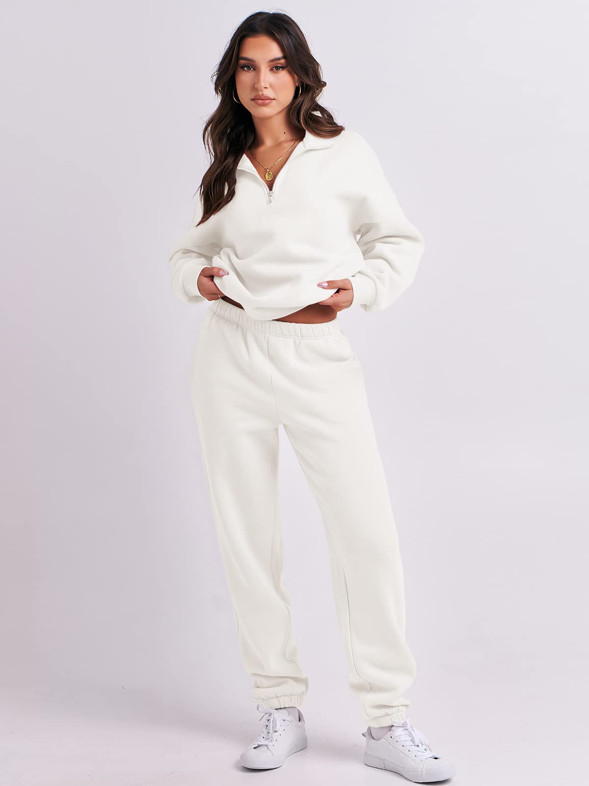 ANRABESS Women's 2 Piece Oversized Sweatsuit Set - Half Zip Sweatshirt & Jogger Pants Comfy Lounge Wear Tracksuit for Casual Outfits, Running Errands & Home Relaxation 2024 Fashion