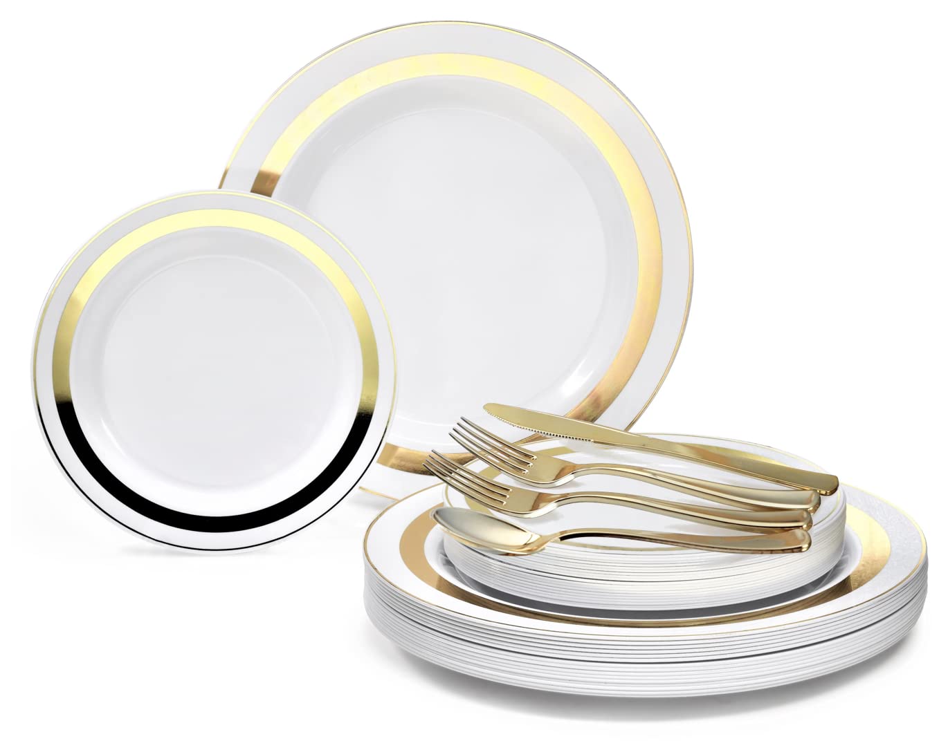 960-Piece Heavyweight Disposable Plastic Plate Set for Weddings & Parties - 120 x 10.25