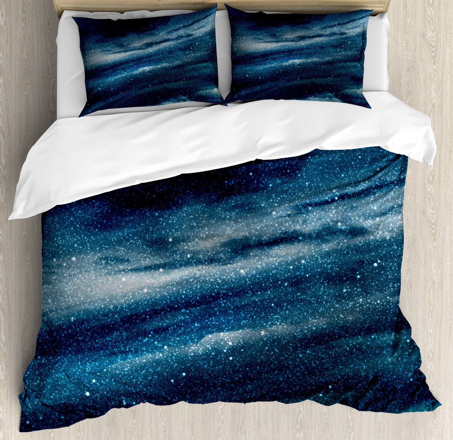 Lunarable Nebula Duvet Cover Set - Galaxy Print Bedding with Stars, Cosmos & Clusters | 3-Piece California King Set (Duvet + 2 Pillow Shams) in Deep Blue | Perfect for Astronomy Lovers & Space-Themed Bedrooms