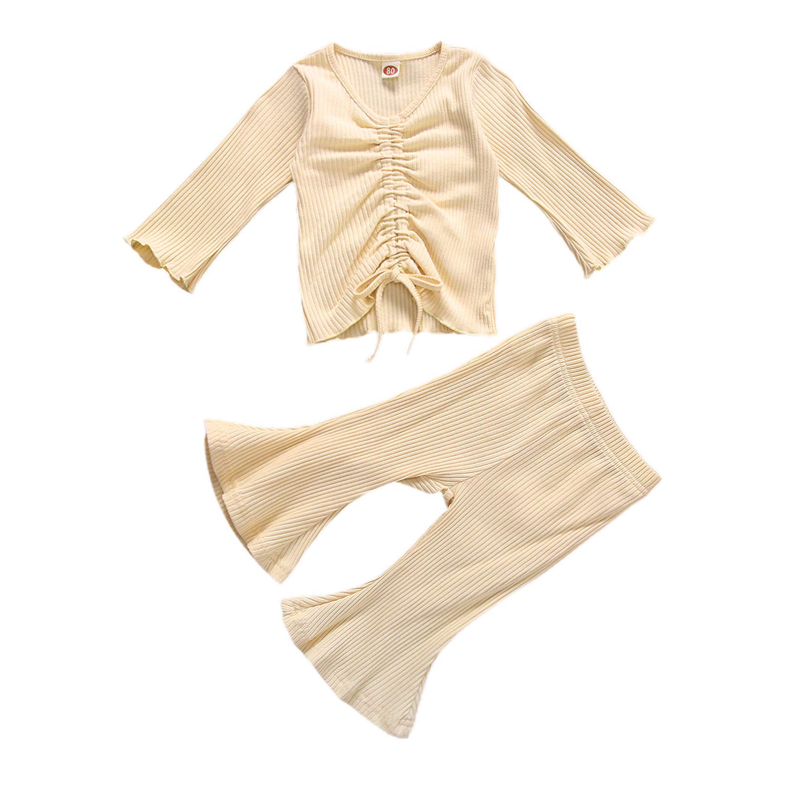 Newborn Baby Girl & Boy Outfits - 2Pc Knitted Romper with Ruffle Top & Bell Bottom Pants Set | Soft Cotton Autumn Clothes | Perfect for Photoshoots, Family Gatherings & Daily Wear