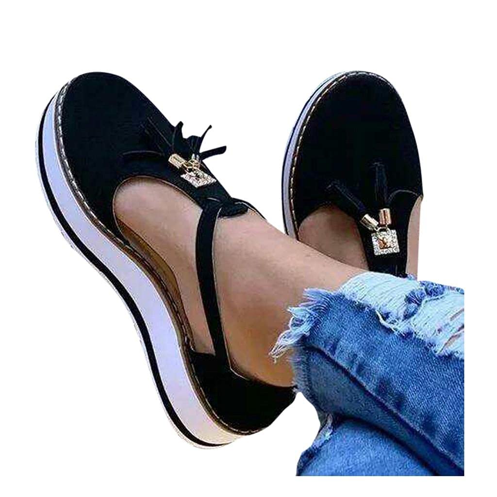 Aayomet Women's Casual Closed Toe Sandals - Breathable Tassel Flats for Walking, Beach & Vacation | Comfortable Summer Shoes for Outdoors & Travel