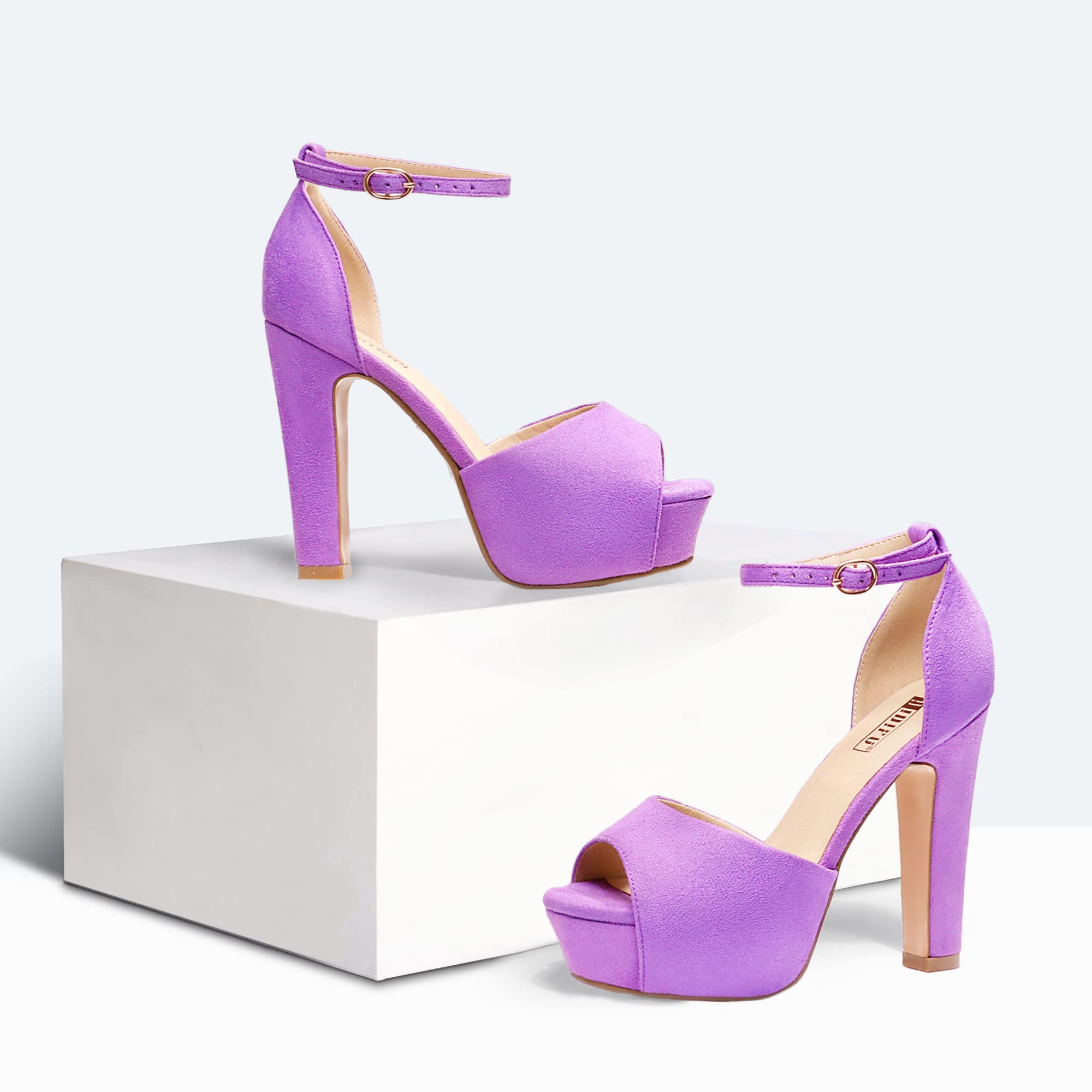 IDIFU Women's Platform Chunky High Heel Sandals - Peep Toe Ankle Strap Dress Shoes for Wedding, Party, Evening Wear | Bride & Prom Comfortable Heels for Women
