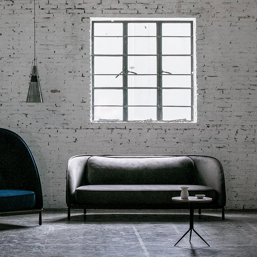 Modern Arc Sofa 3-Seater Contemporary Linen Fabric Sectional Couch for Living Room, Lounge & Office - Comfortable Mid-Century Design with Sturdy Wooden Legs
