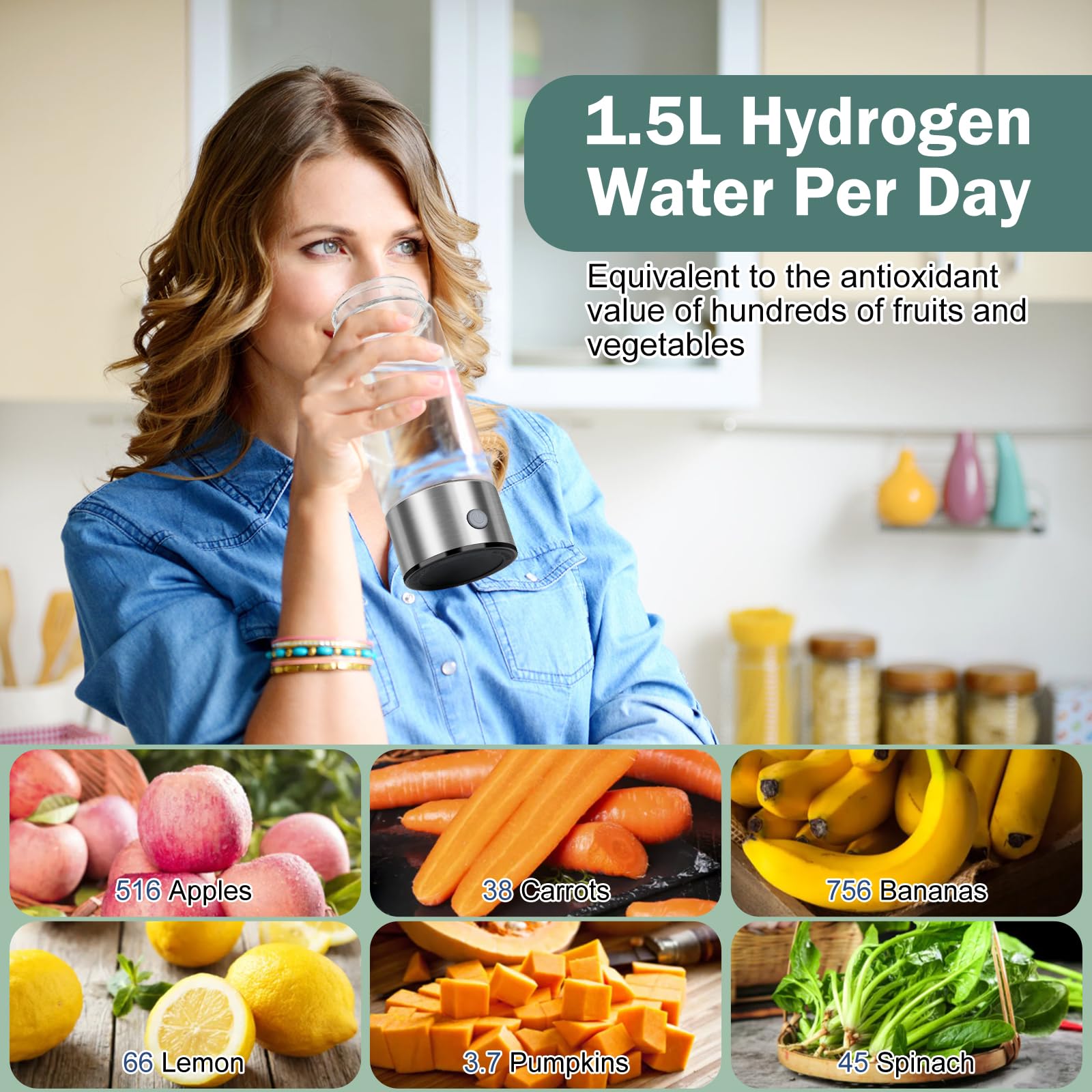 Portable Hydrogen Water Bottle Generator - 420ml Quick Electrolysis Hydrogen Water Machine for Home, Office & Travel - Improve Water Quality in 3 Minutes | Perfect for Hydration, Detox & Wellness On-The-Go