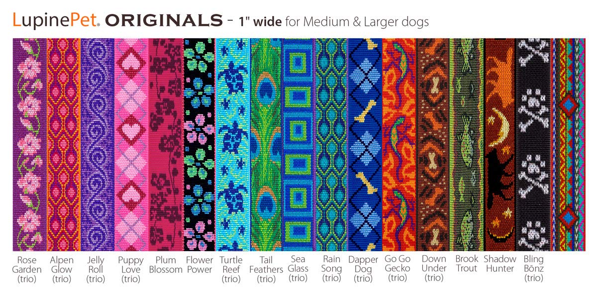 LupinePet Originals 1 Inch Brook Trout 11 Inch Dog Training Tab Leash for Medium & Large Dogs - Perfect for Outdoor Adventures & Obedience Training