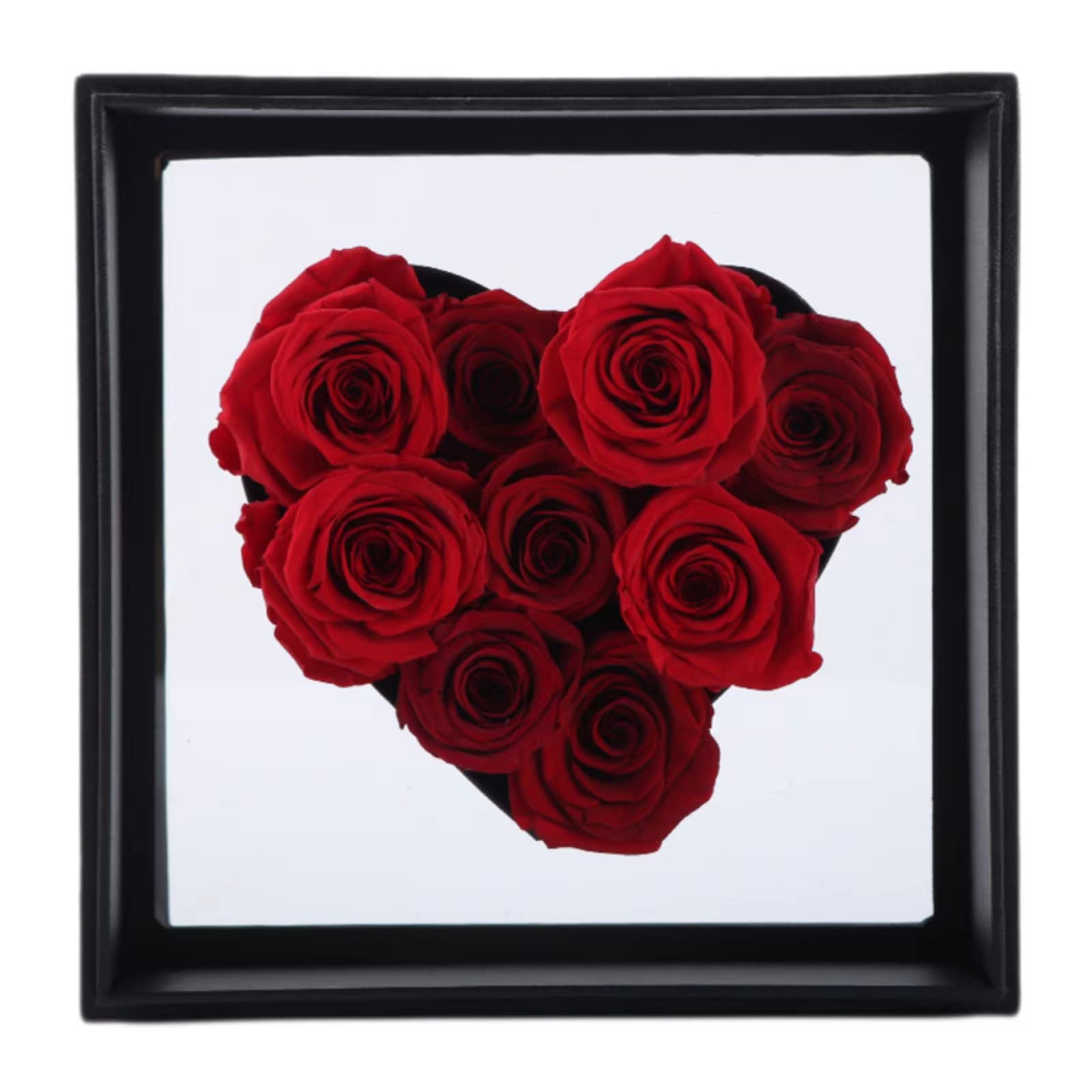 Long Lasting Preserved Roses in Heart Shaped Box - 9 Red & Orange Eternal Flowers for Birthday, Wedding, Valentine's & Mother's Day Gifts | Perfect for Home Decor, Romantic Surprises & Special Occasion Flower Delivery