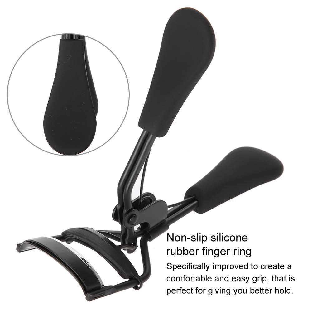 Professional Stainless Steel Eyelash Curler with Silicone Pad - Universal Fit for All Eye Shapes | Perfect for Everyday Makeup, Special Occasions & Travel (Black)