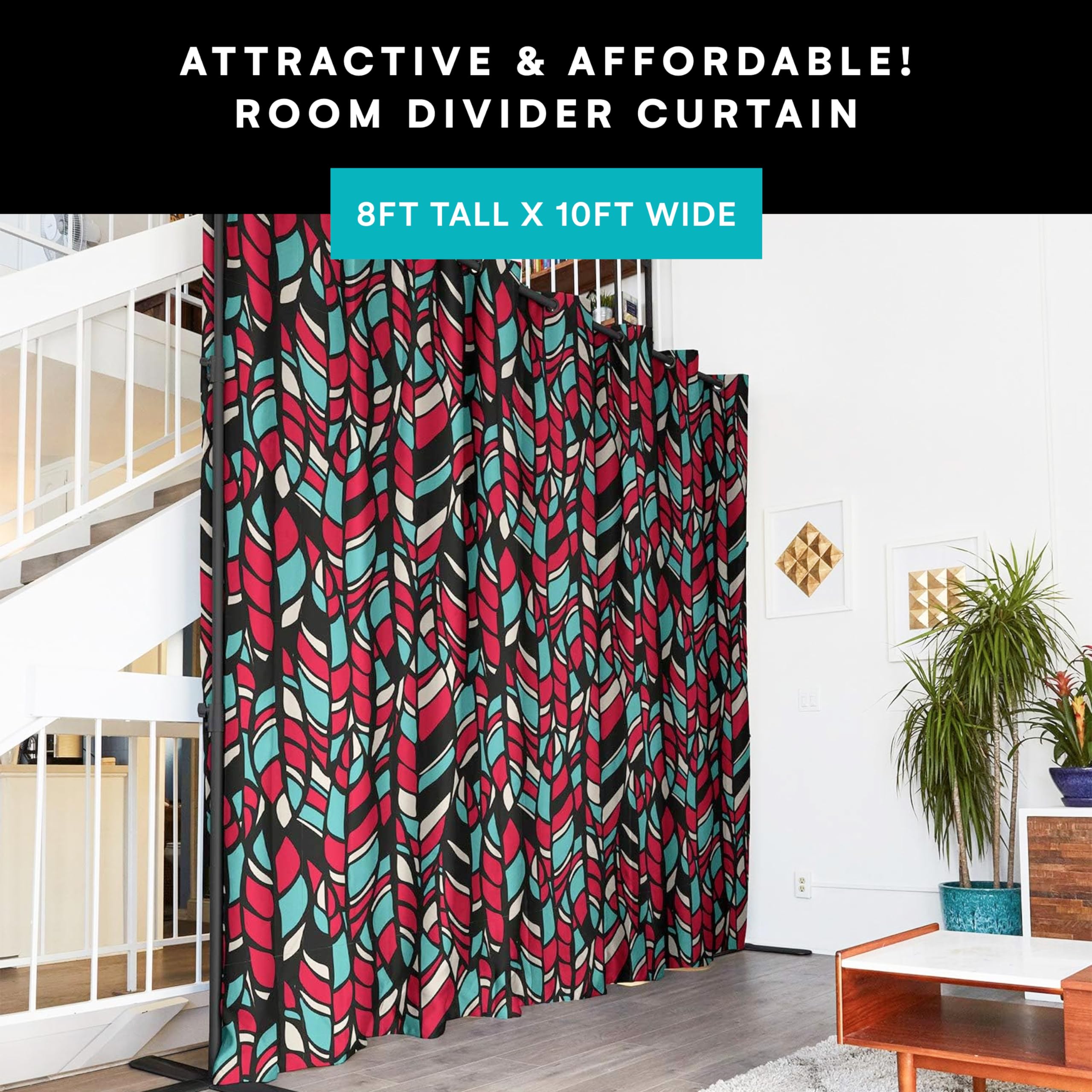 Premium Stained Glass Room Divider Curtain - 8ft Tall x 10ft Wide for Home & Office Privacy - Perfect for Partitioning Spaces, Creating Private Areas, and Enhancing Room Decor