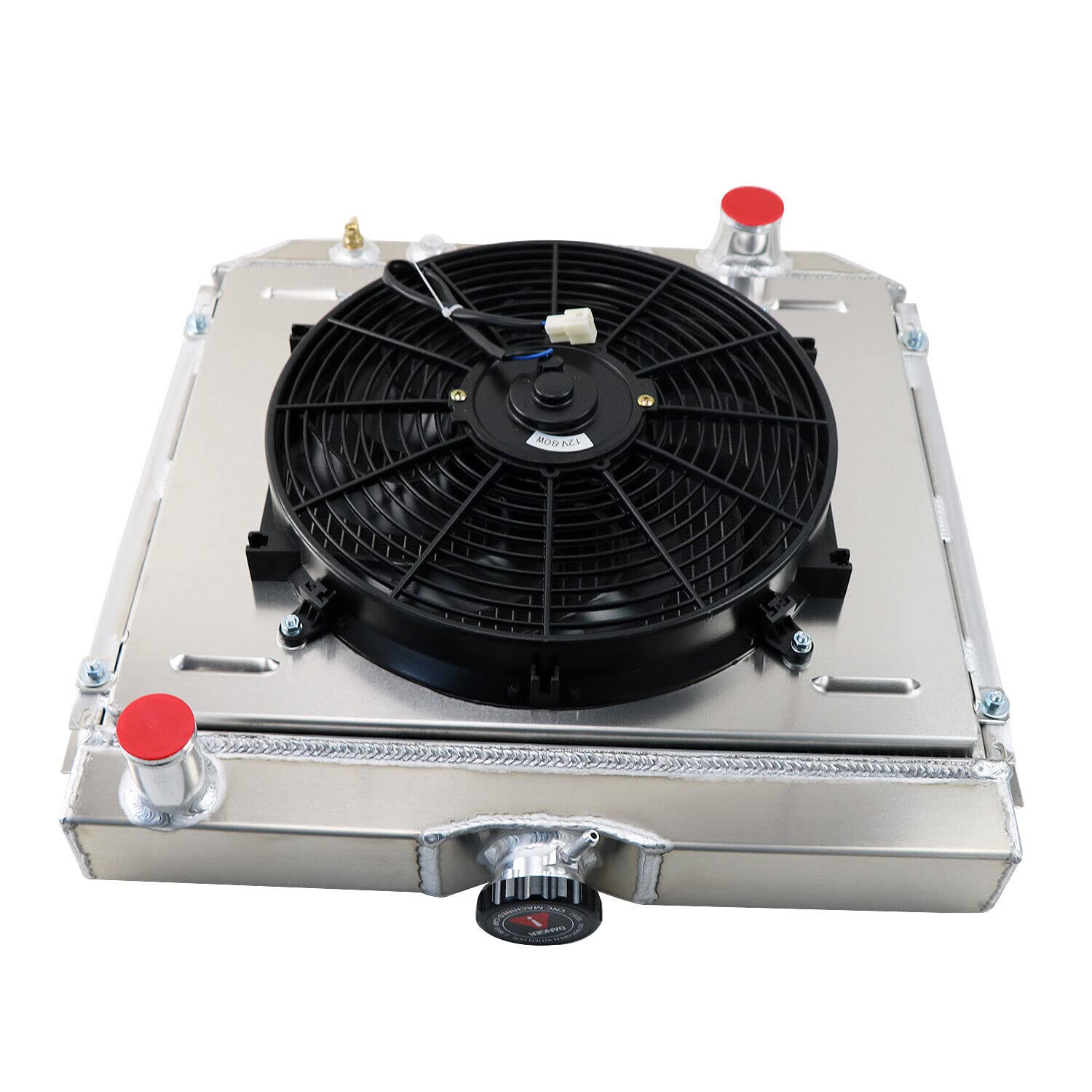 4 Row Aluminum Radiator for 1967-1970 Ford Mustang Maverick Falcon Fairlane Torino 68 69 70 - Compatible with 1966-73 Mercury Comet & 1970 Cougar - Full Aluminum Radiator with Shroud Fan Relay Kit - Perfect for Classic Car Restoration & High-Performance Cooling Upgrades