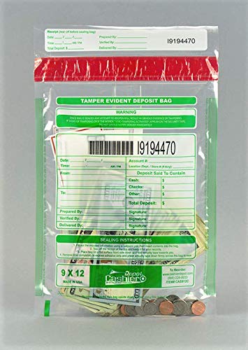 100 Tamper Evident Bank Deposit Bags with Serial Numbers & Barcode - 9