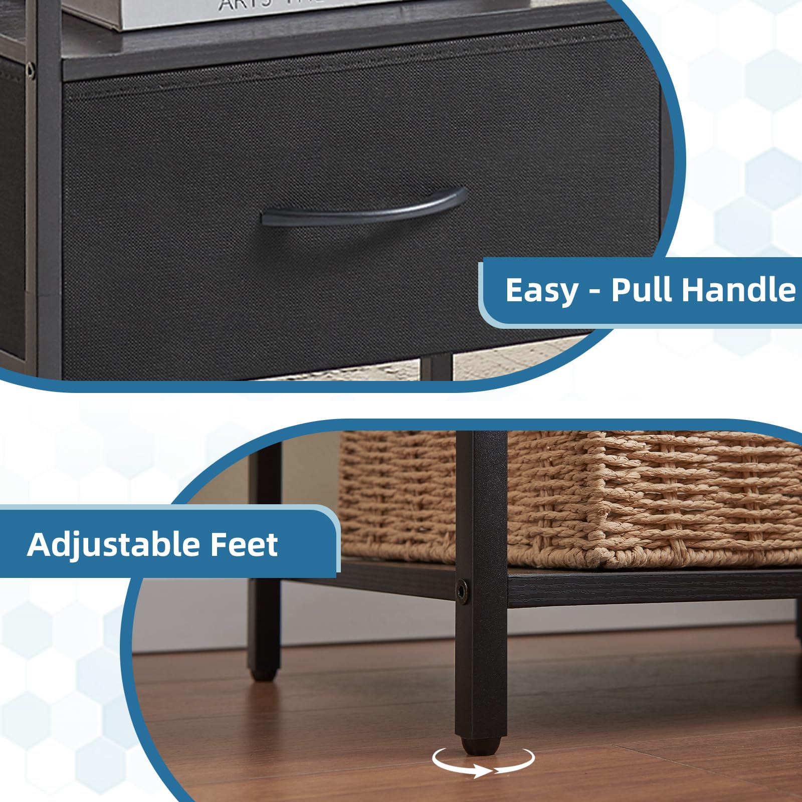Somdot Black Nightstand with USB Charging Station & LED Light - Modern Bedside Table for Bedroom, Dorm, Guest Room | Kids Nightstand with Storage for Laundry Closet, Entryway & Hallway (Black) - Perfect for Bedside Phone Charging & Bedroom Organization