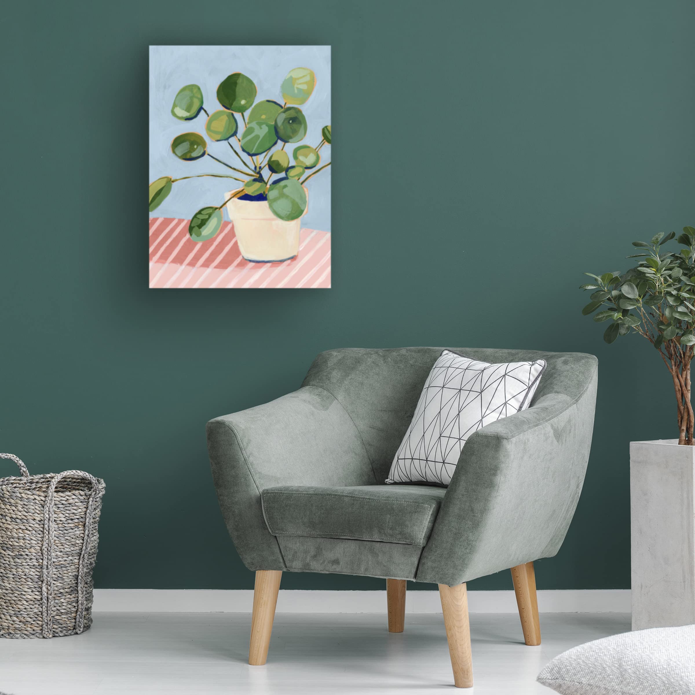 Victoria Borges 'Plant on Pink I' Canvas Wall Art - Modern Botanical Home Decor for Living Room, Bedroom & Office