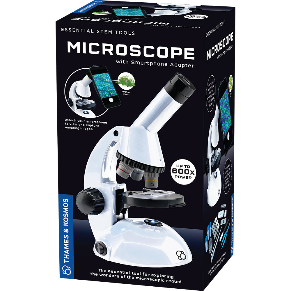 Thames & Kosmos Microscope with Smartphone Adapter - High Power 400x Magnification for Kids & Adults - Perfect for Home Science Experiments & Biology Classroom Studies