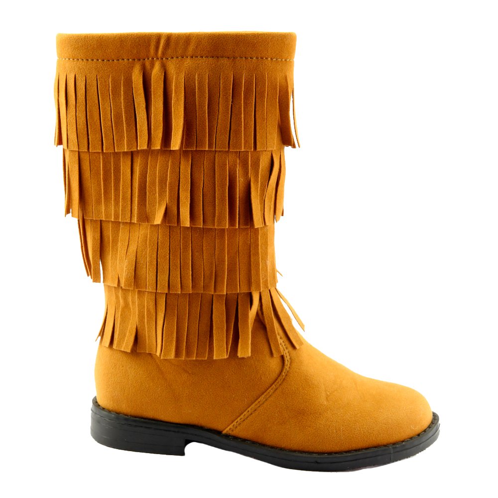 The Doll Maker Women's Tall Fringe Flat Suede Boots - Boho Western Ankle Booties for Fall Fashion & Country Music Festivals