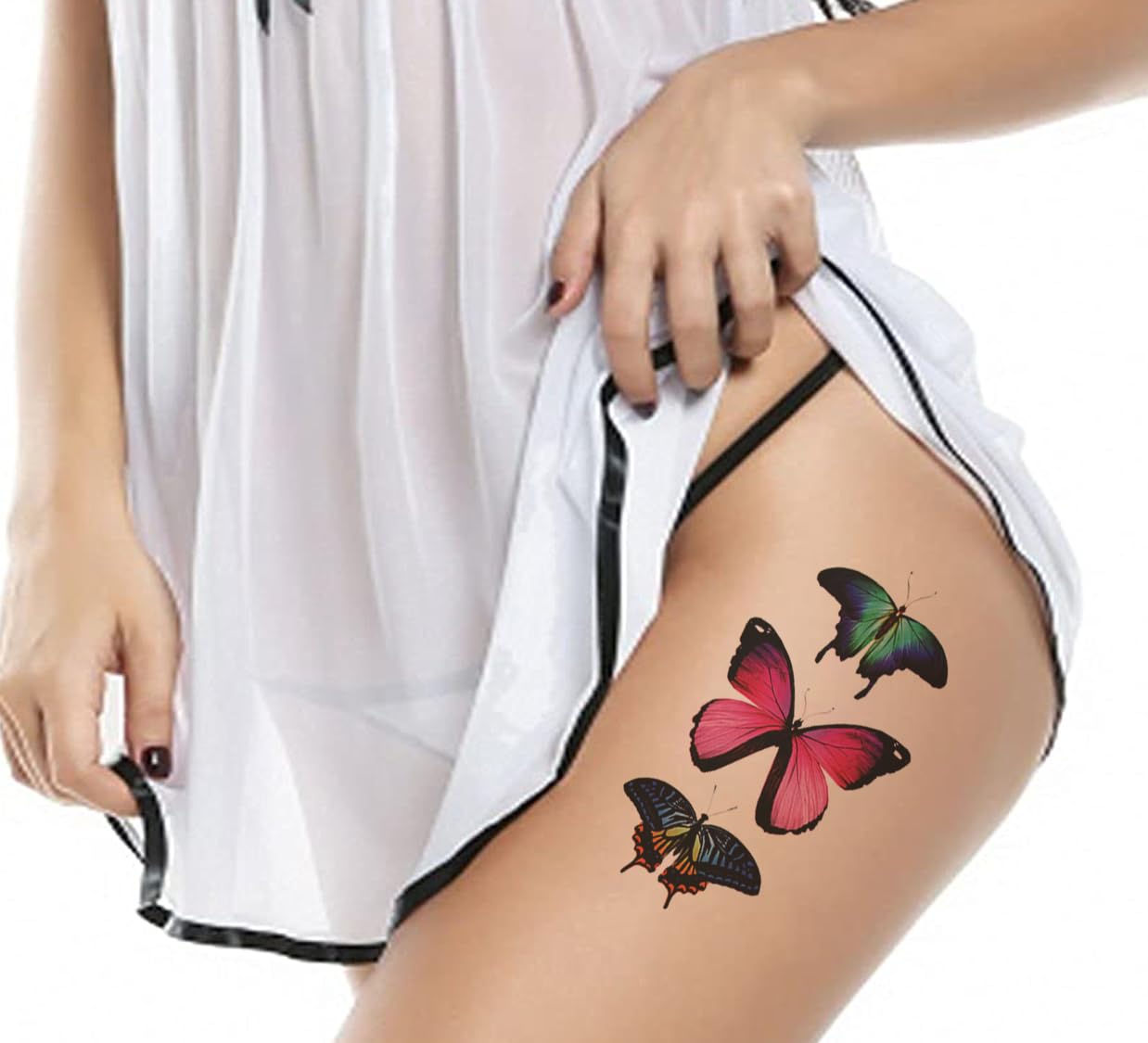 3D Temporary Tattoo Stickers for Men & Women - Waterproof Fake Tattoos with Flowers, Butterflies, Stars & Angel Designs (19x9cm) - Perfect for Parties, Halloween, Cosplay & Honeymoon