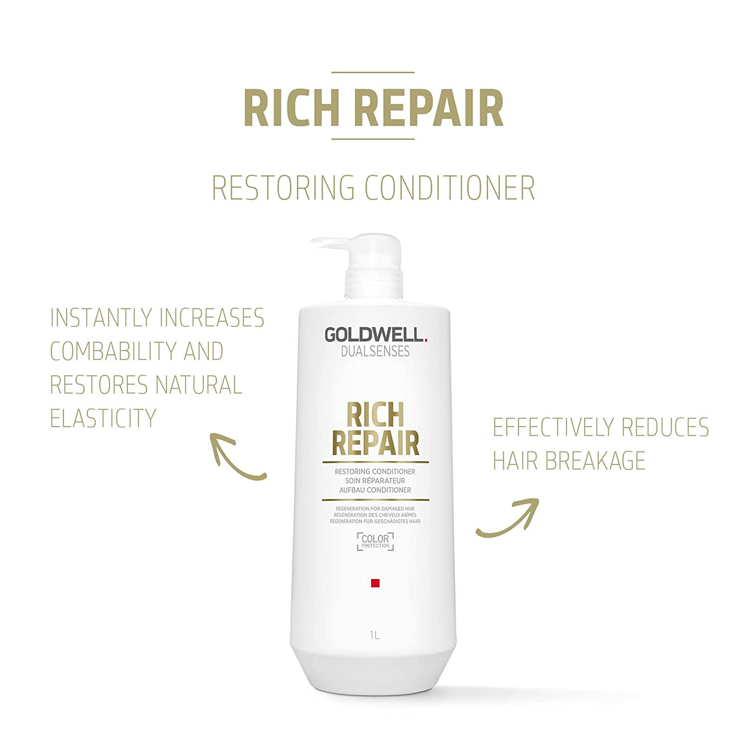Goldwell DualSenses Rich Repair Restoring Conditioner - 33oz for Damaged Hair | Deep Moisturizing & Repair Treatment | Salon-Quality Hair Care for Dry, Brittle Hair at Home