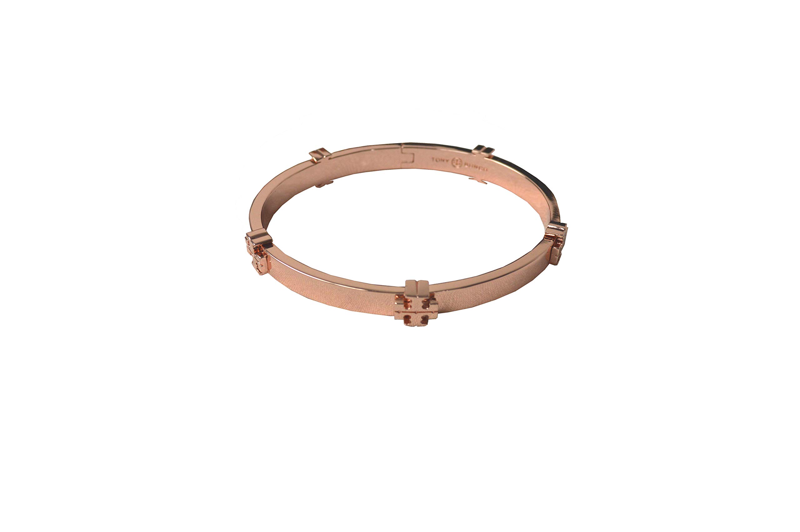 Tory Burch Women's Classic Logo Hinge Bangle Bracelet in Rose Gold | Elegant Jewelry for Everyday Wear & Special Occasions