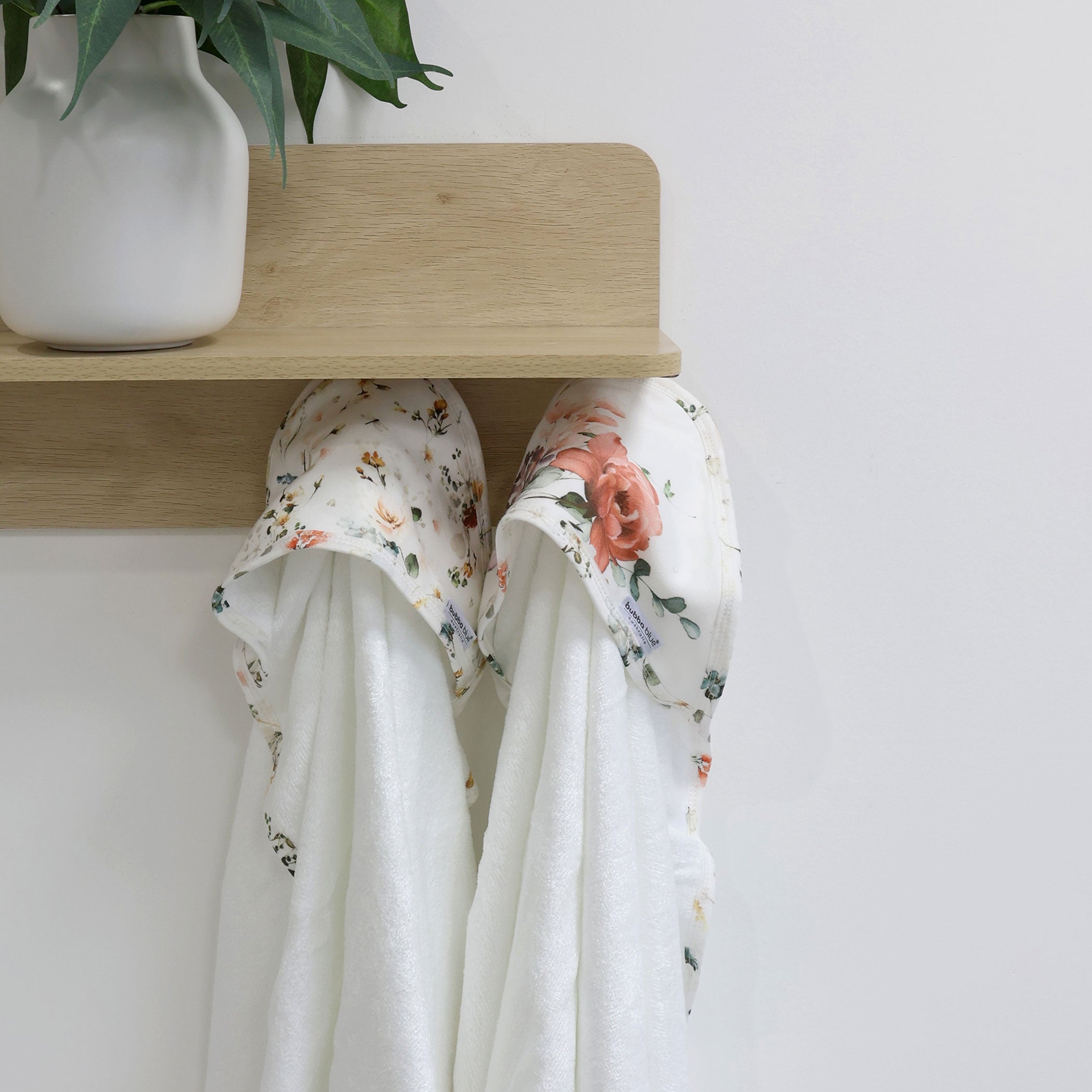 Soft & Absorbent Peonies Bamboo 2-Pack Hooded Baby Towels for Bath Time, Swimming & Spa - Hypoallergenic & Eco-Friendly