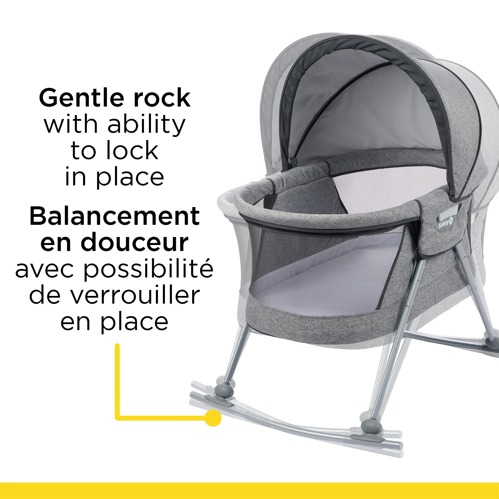 Safety 1st Portable Baby Bassinet with Rocking Motion - Lightweight Travel Crib with Carry Bag, Nightfall Design - Perfect for Nursery, Bedroom & On-the-Go Parenting