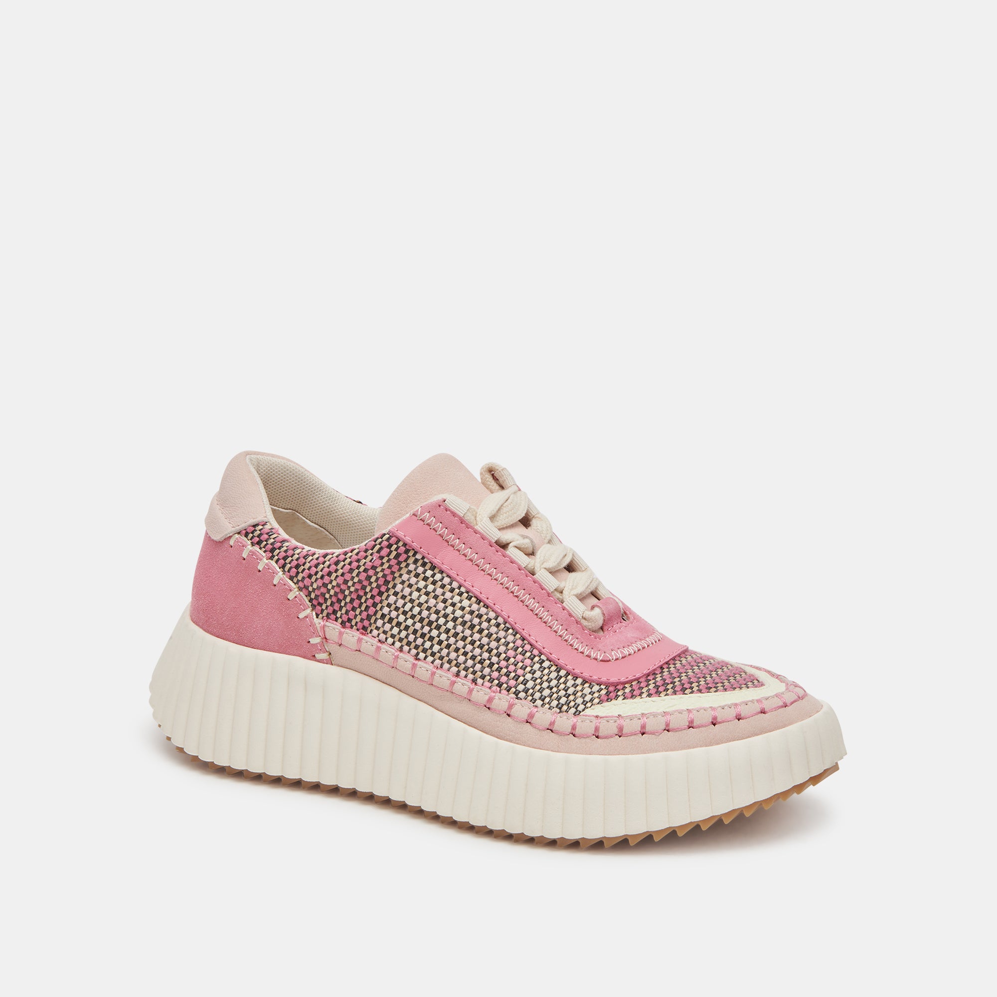 DOLEN Women's Pink Multi Woven Sneakers - Comfortable Casual Walking Shoes for Women | Perfect for Gym, Running, Travel & Everyday Wear