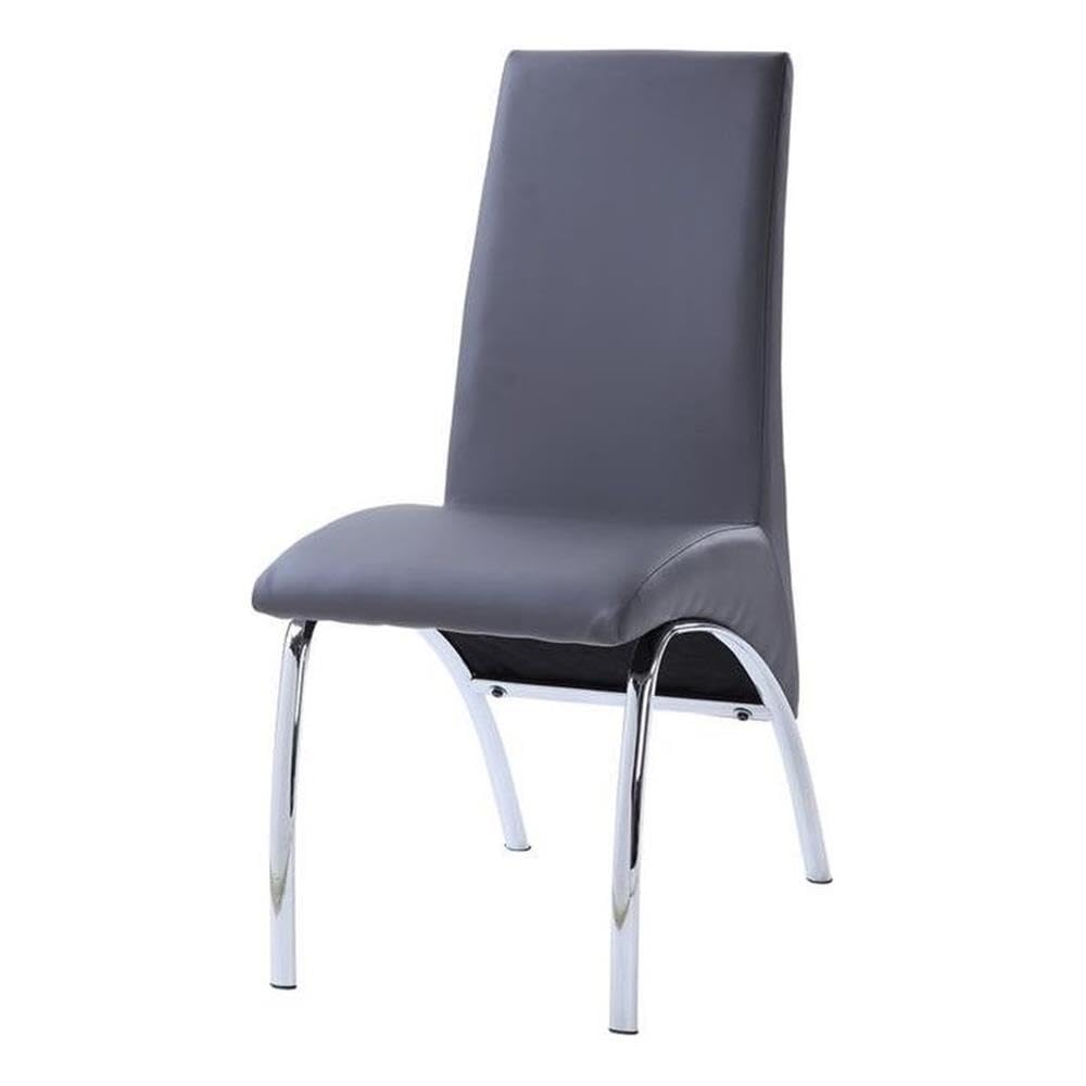 Acme Noland Modern Side Chairs (Set of 2) - Gray PU Leather Upholstery with Chrome Metal Frame - Perfect for Dining Room, Kitchen or Office