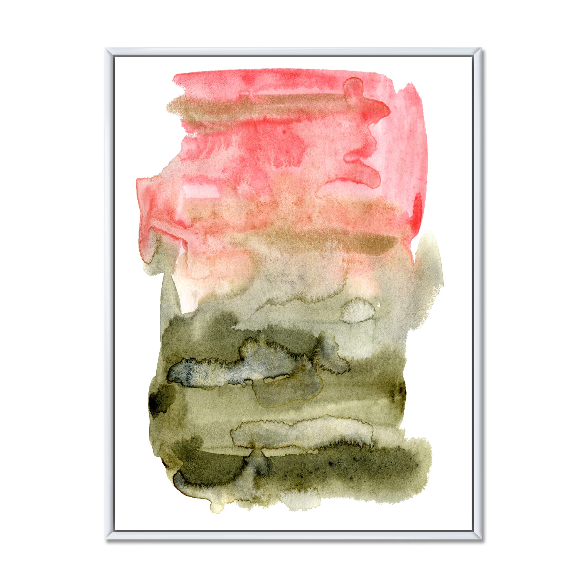 DesignQ Pink Red Green Abstract Clouds Framed Canvas Wall Art Print - Modern Home Decor for Living Room, Bedroom & Office