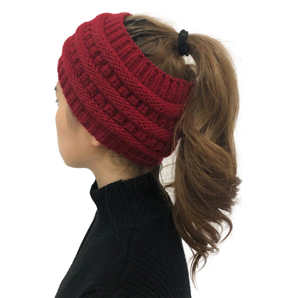 iHTHA Beanie Splice Outdoor Headband Hat - Fashion Knit Crochet Baseball Cap for Women - Hip Hop Style for Running, Hiking & Winter Sports