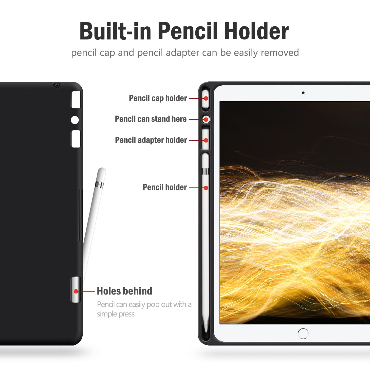 Premium Vegan Leather iPad Case for iPad 9th/8th/7th Gen 10.2 inch (2021/2020/2019 Models) - with Apple Pencil Holder & Auto Sleep/Wake Smart Cover - Protective Gray Cover for Work, School & Travel