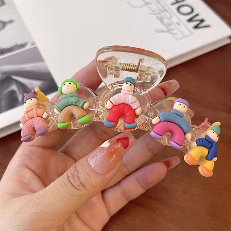 Cute Acrylic Cartoon Hair Clips for Girls - 3 Pack Hair Accessories for Ponytails, Buns & Braids - Fun Kids Hair Claws for School, Parties & Everyday Wear