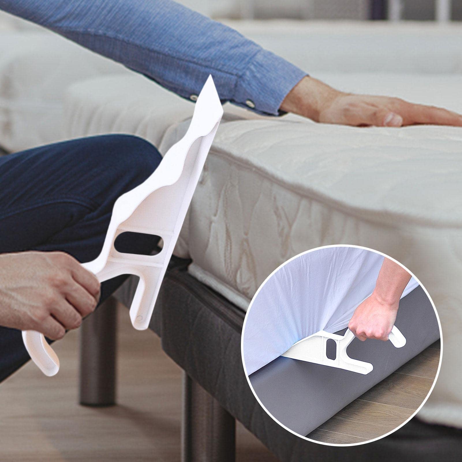 **Pomurom Mattress Lifter - 2 Pack Ergonomic Bed Making & Lifting Tool for Easy Sheet Changes, Mattress Wedge Elevator, Back Pain Relief - Perfect for Hotels, Home Use & Elderly Care**