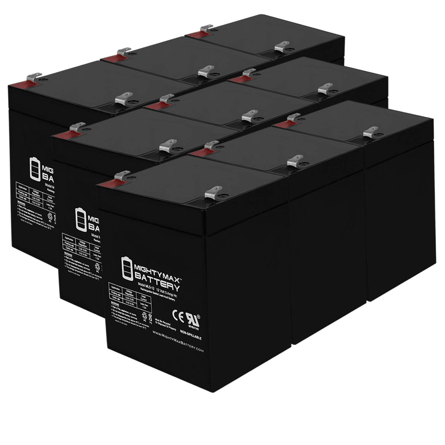 Mighty Max Battery Securitron PB3 12V 5Ah Sealed Lead Acid (SLA) UPS Replacement Battery - 9 Pack for Security Systems, Emergency Lighting & Backup Power