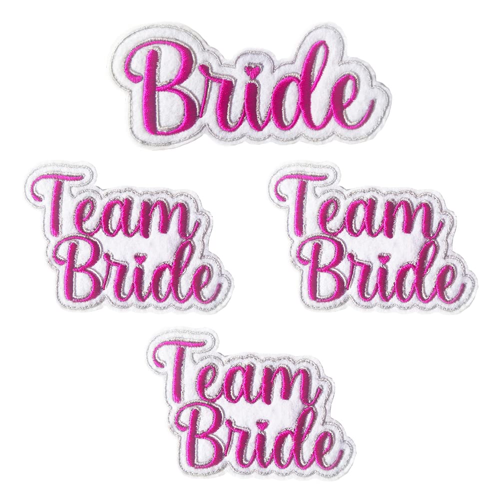 Bachelorette Party Iron-On Embroidered Patch Set - DIY Sew-On Applique Badge for Bridesmaids Team - Customizable for T-Shirts, Jeans, Hats, Jackets & Bags (Pack of 4) - Perfect for Wedding Events & Girls' Night Out