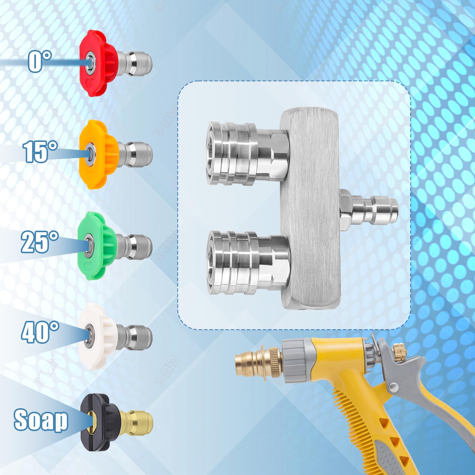 2-in-1 Dual Turbo Pressure Washer Nozzle with 10 Spray Tips - 1/4 Inch Quick Connect for 4000 PSI Power Washers - Perfect for Driveway Cleaning, Deck Washing & Home Exterior Maintenance