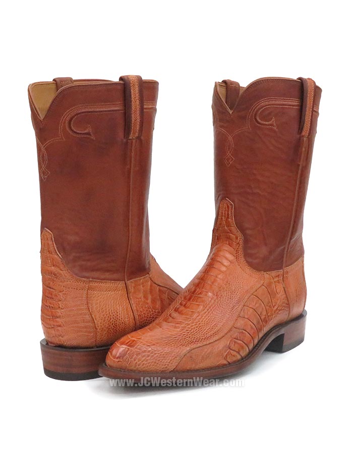 Lucchese GD9320.RR Men's Genuine Ostrich Leg Cowboy Boots - Burnished Cognac for Western Riding & Country Fashion