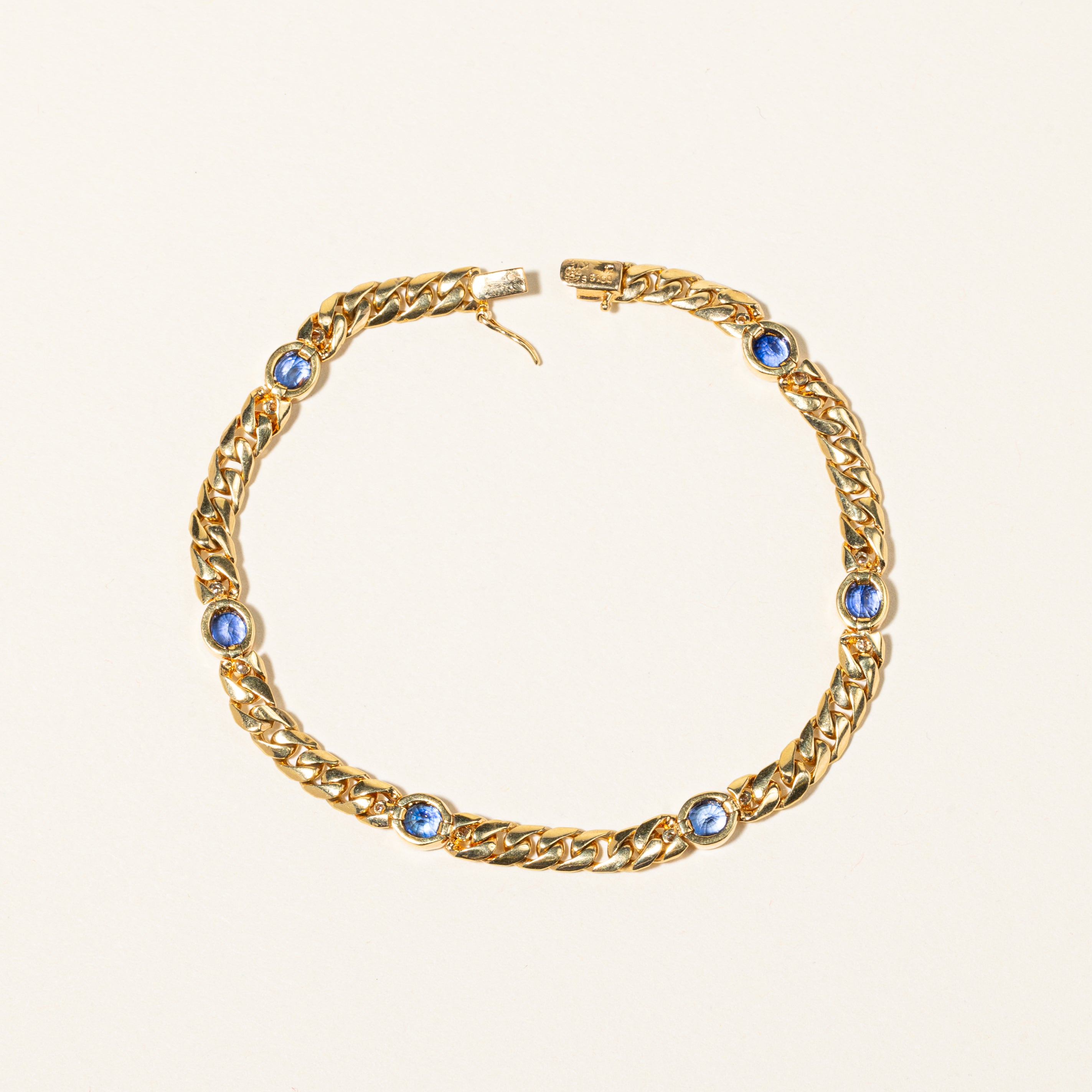 18K Yellow Gold Diamond and Sapphire Tennis Bracelet | 0.13ctw Diamonds & 2.58ctw Sapphires | 7.25 Inches | Elegant Jewelry for Women | Perfect for Weddings, Anniversaries & Special Occasions