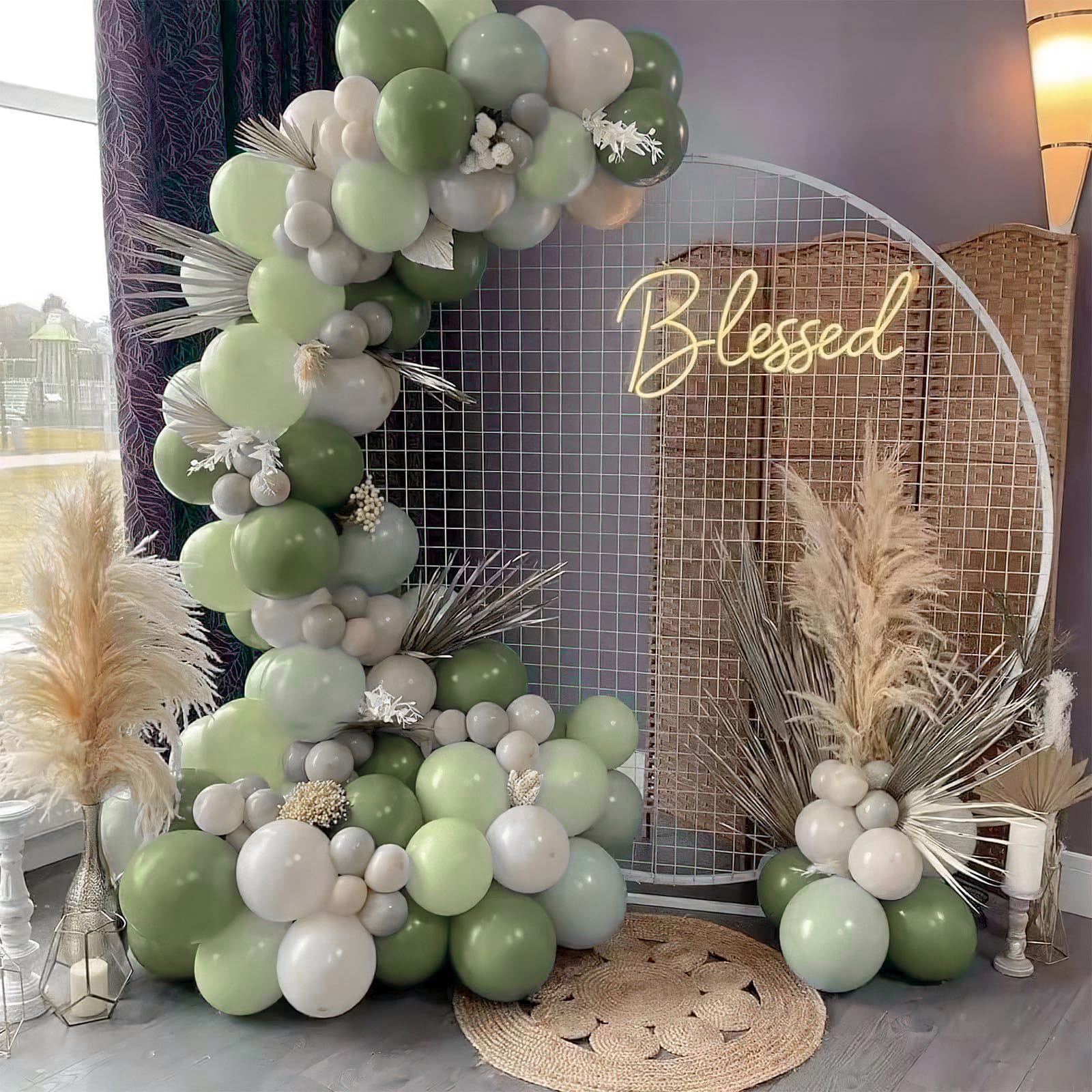 50 Pack 12 Inch Beryl Green Balloons - Dusty Green Balloons for Balloon Garland, Arch, Birthday Party, Wedding & Boho Decorations - Perfect for Baby Showers, Bridal Showers & Anniversary Celebrations