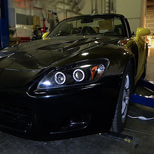 Spec-D Tuning 2LHP-S2K00JM-TM Black Halo LED Projector Headlights for Honda S2000 - High Performance Lighting Upgrade for Night Driving & Car Shows